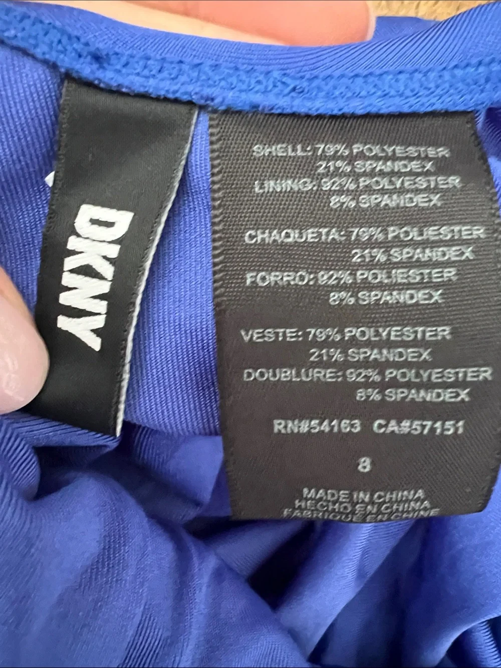 DKNY Royal Blue One-Piece Swimsuit Front Knot Size 8 NWOT - Picture 4 of 6